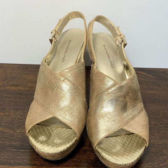 Bandolino Mopina vegan gold metallic cork sandal, Heel size 9  - Picture 8 of 10